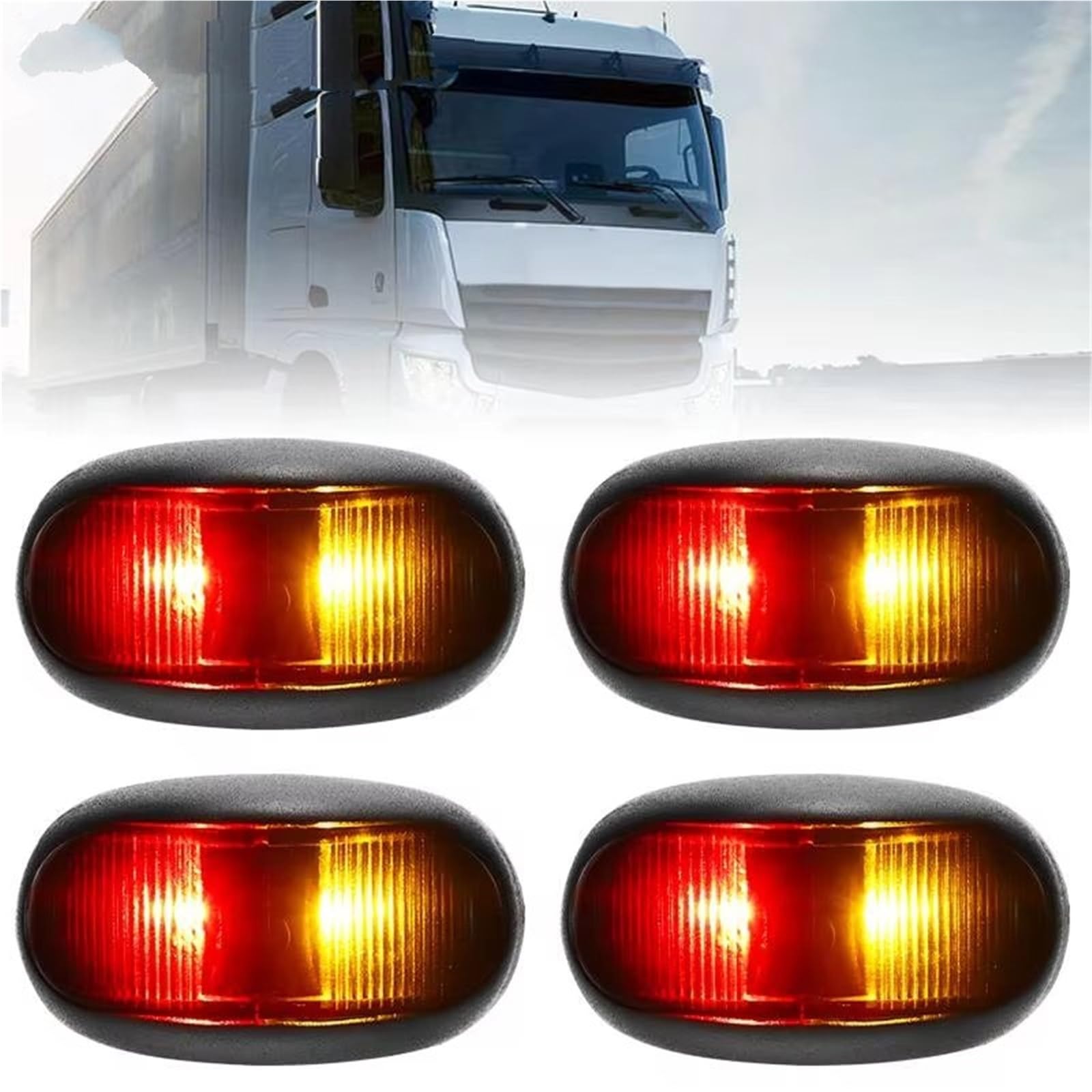 Marcador lateral 2 4 Luces LED Laterales Rojas Y Amarillas Para Camión Luz Trasera Advertencia Caravana Remolque Autobús Furgoneta Tractor Intermitentes Laterales(4pcs)