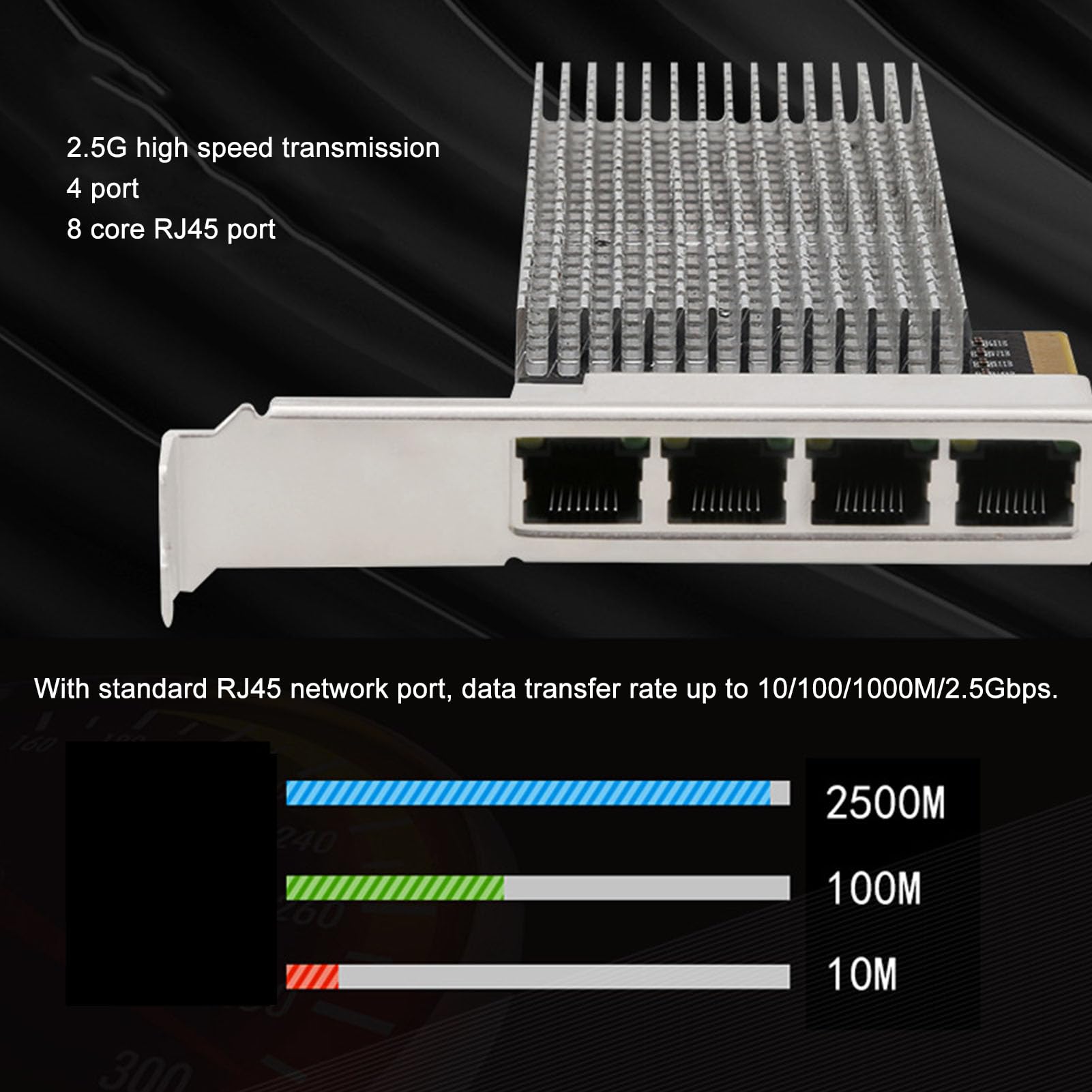 Cryfokt 4-portowa Karta Ethernet 2,5G, Układ I226 V Karta Interfejsu Sieciowego PCIE z 4 Portami RJ45 dla Systemu 7 8 10 11 OSX Komputer Stacjonarny dla Komputerów Stacjonarnych, Stacji