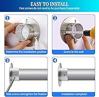 Vista 6 de Creatyi Soportes de barra de armario de acero inoxidable resistente de 1-1/2 pulgadas, soporte de barra de ducha para armario, soportes de barra