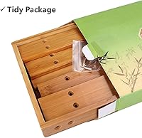 Vista 3 de ASelected Taburete de banco de bambú, taburete de madera de 10 pulgadas para dormitorio, cocina, vestíbulo, vestíbulo, entrada, banco pequeño