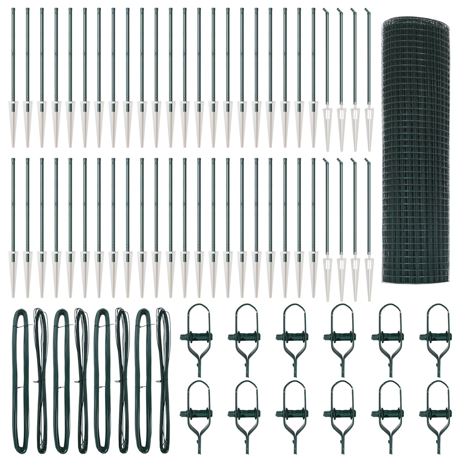 Vidaxl Welded Wire Fence With Pointed Posts Green X 100 Steel For Garden And Border Fences Needs Outdoor Posts Robust Metal Fence Roll Classic Size 1