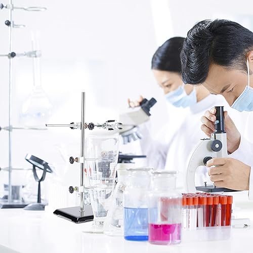 Miniatura 7 de OLYCRAFT Juego de soporte de grado de laboratorio con base recubierta (8.3 x 5.4 pulgadas) (longitud 13.8 pulgadas), 2 anillos de retorta, una