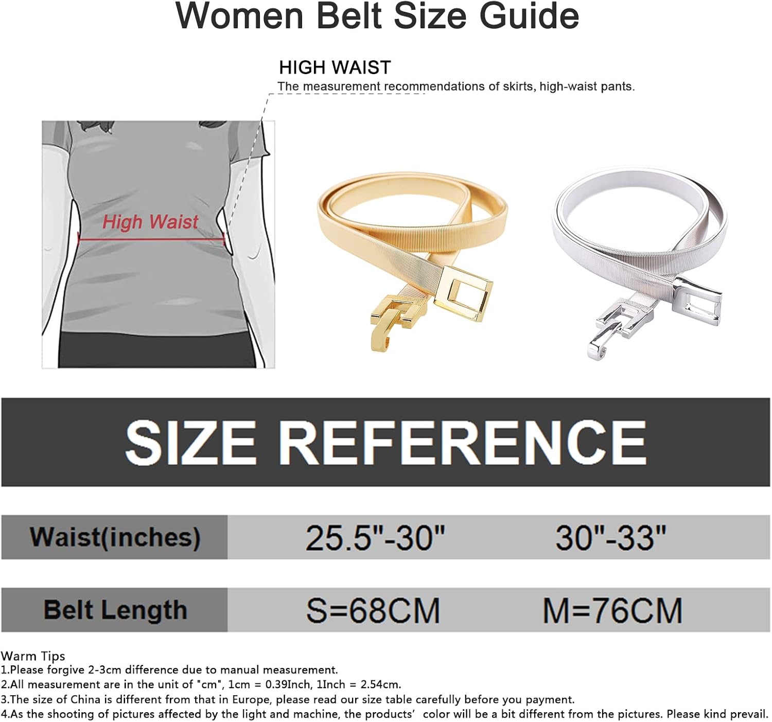 Skinny Waist Belt of Women Elastic Metal Stretch Chain Belt Gold and Silver - Image 5