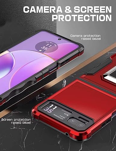 Miniatura 4 de Funda para Moto Razr 40, Moto Razr 2023, TPU + PC de grado militar soporte integrado diseño de doble capa resistente contra caídas funda de teléfono