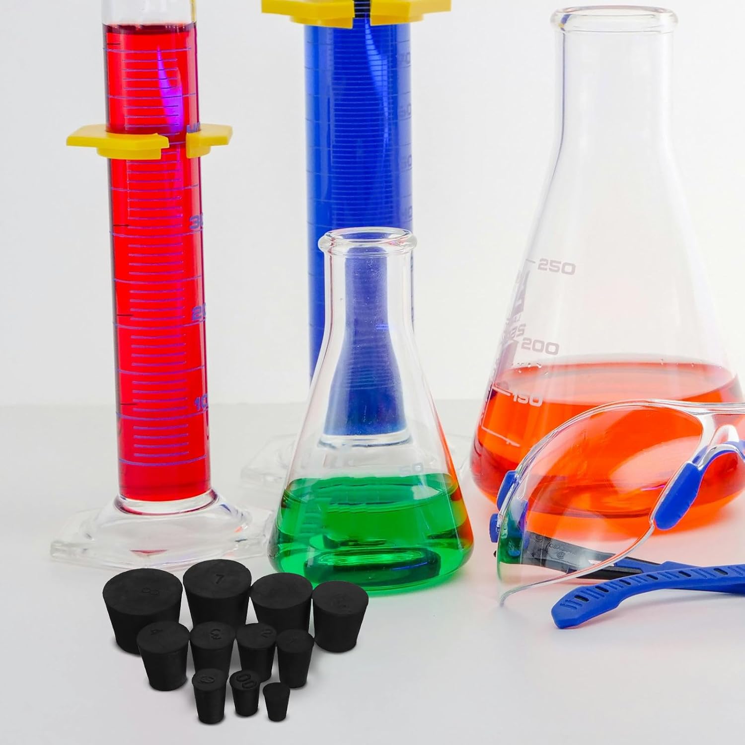 11pcs Black Tapered Solid Rubber Stoppers Laboratory Experimental Bottle Sealing Plugs Lab Rubber Stoppers for Scientific Sealing and Lab Use