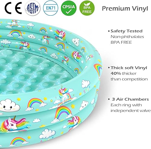 Miniatura 3 de Jasonwell Piscina inflable para bebés y niños  Piscina para niños pequeños, piscinas inflables para bebés, piscina inflable para niños (unicornio de