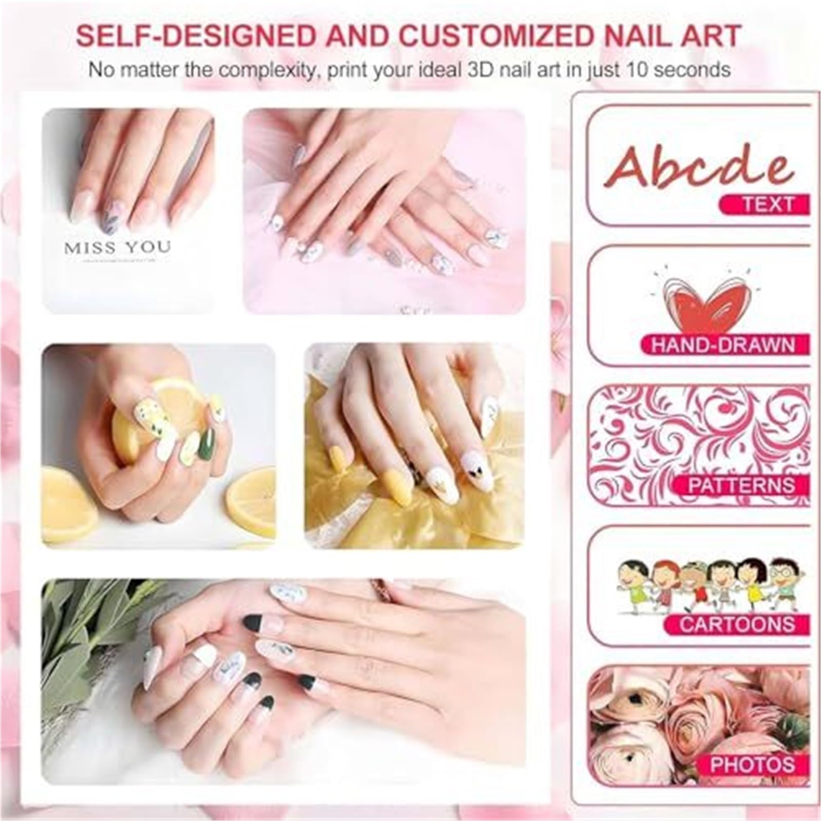 2026 Nuova stampante portatile for unghie 3D, oltre 1000 disegni for nail art, controllo app mobile for salone di casa, regalo ideale for donne e ragazze