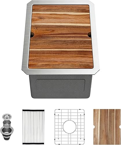 Kichae Fregadero de Barra Bajo Montaje - Fregadero de Barra de Preparación de 12 x 15 Pulgadas de Acero Inoxidable Calibre 16 Fregadero de Cocina de