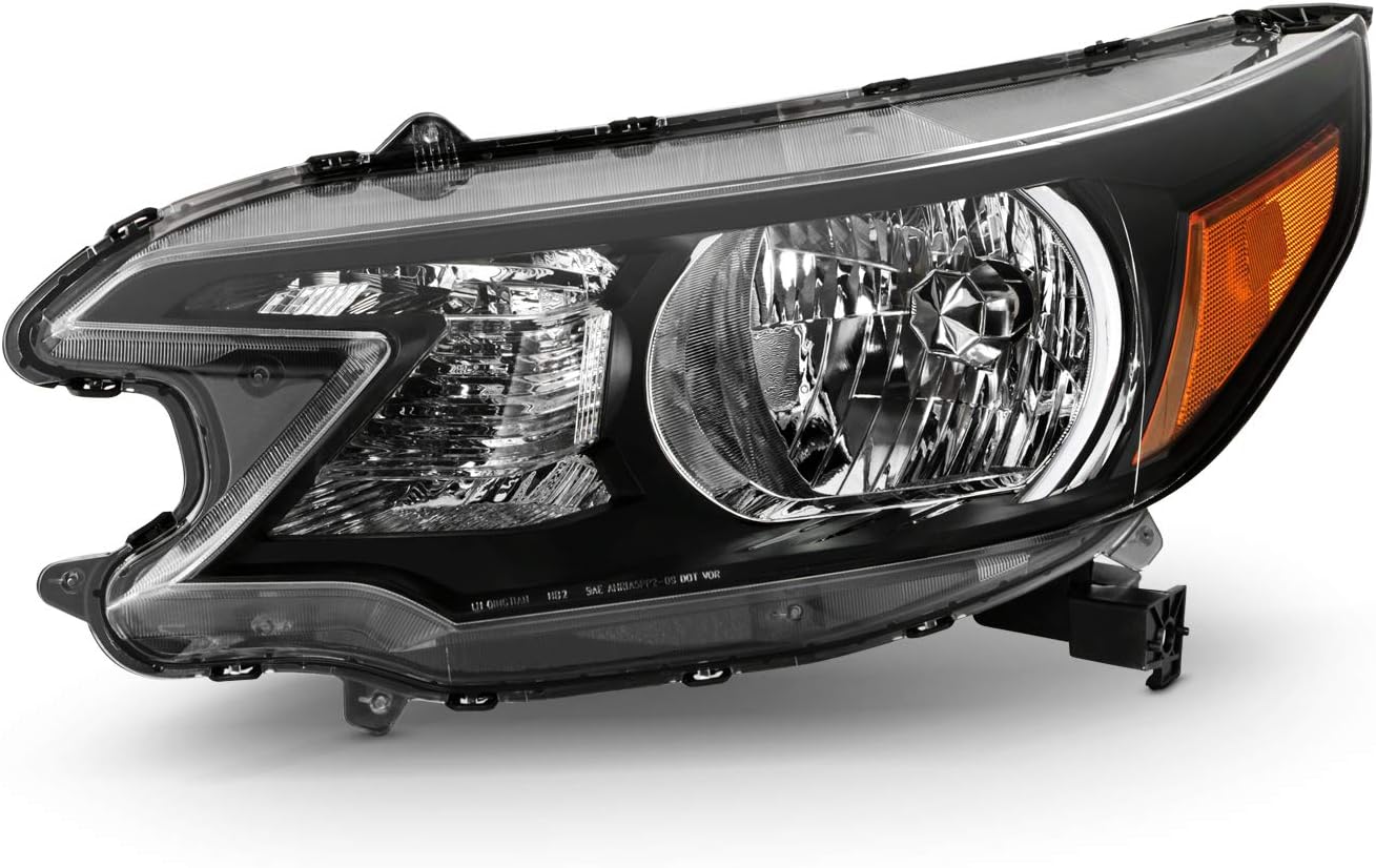 AKKON - Fits 2012 2013 2014 Honda CR-V [Halogen Type] Black Headlights Pair Driver Left+Passenger Right Headlamp Replacement