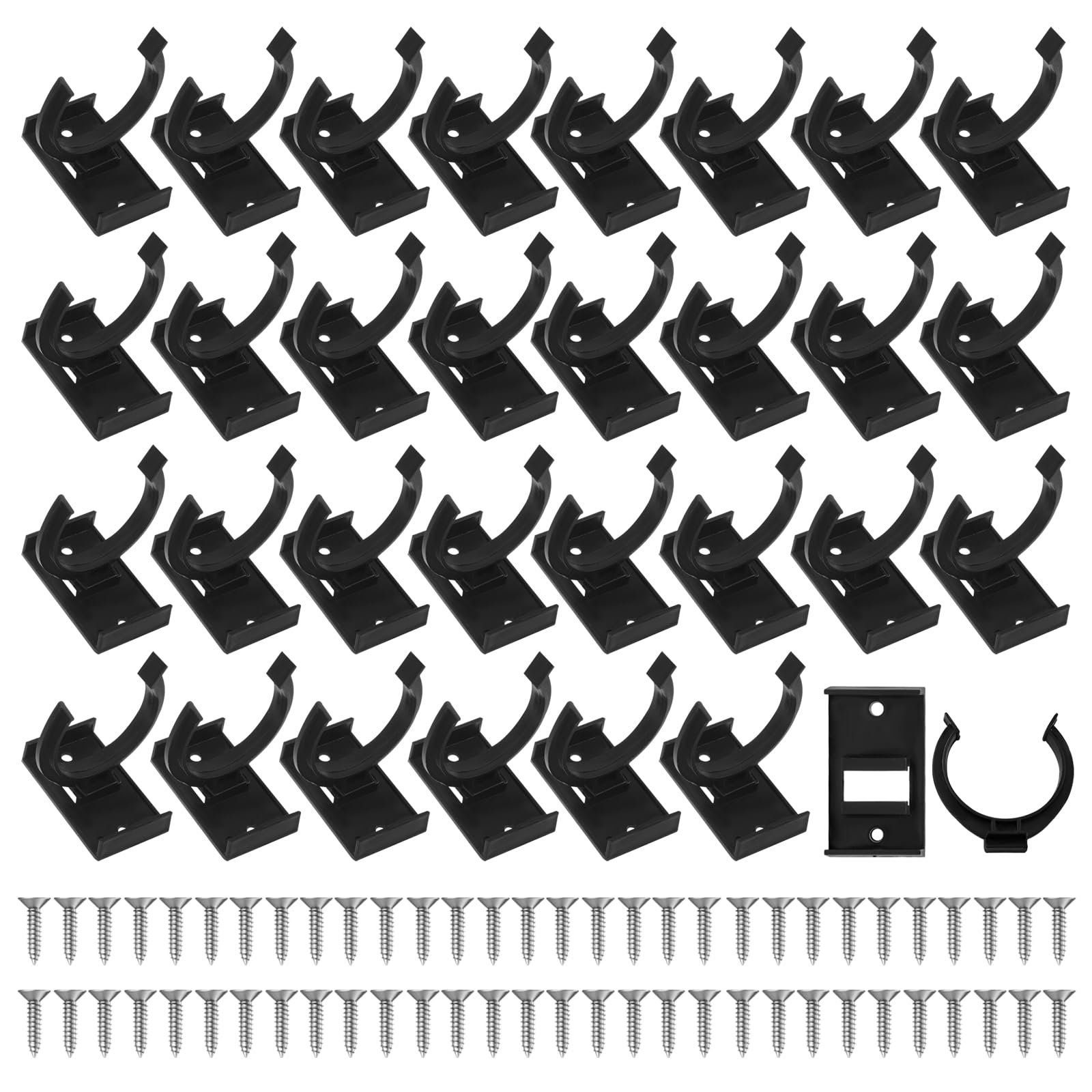 RTSHUK 30 Stück Sockelleisten Clips, Sockelhalterungen Küche Sockel Clips mit 60 Schrauben Sockelblendenhalter Küchensockel Befestigung für 39mm Küchen Schränke Bettbeine Schwarz