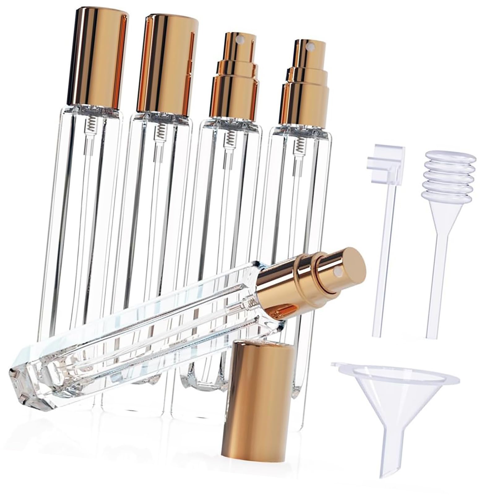 ZBIianxer 5PCS Elegant Perfumes Bottles Refillable Glass Atomizer Set Includes Sprayers Nozzle Fragrances Storage Glass Perfumes Bottle with Dispenser