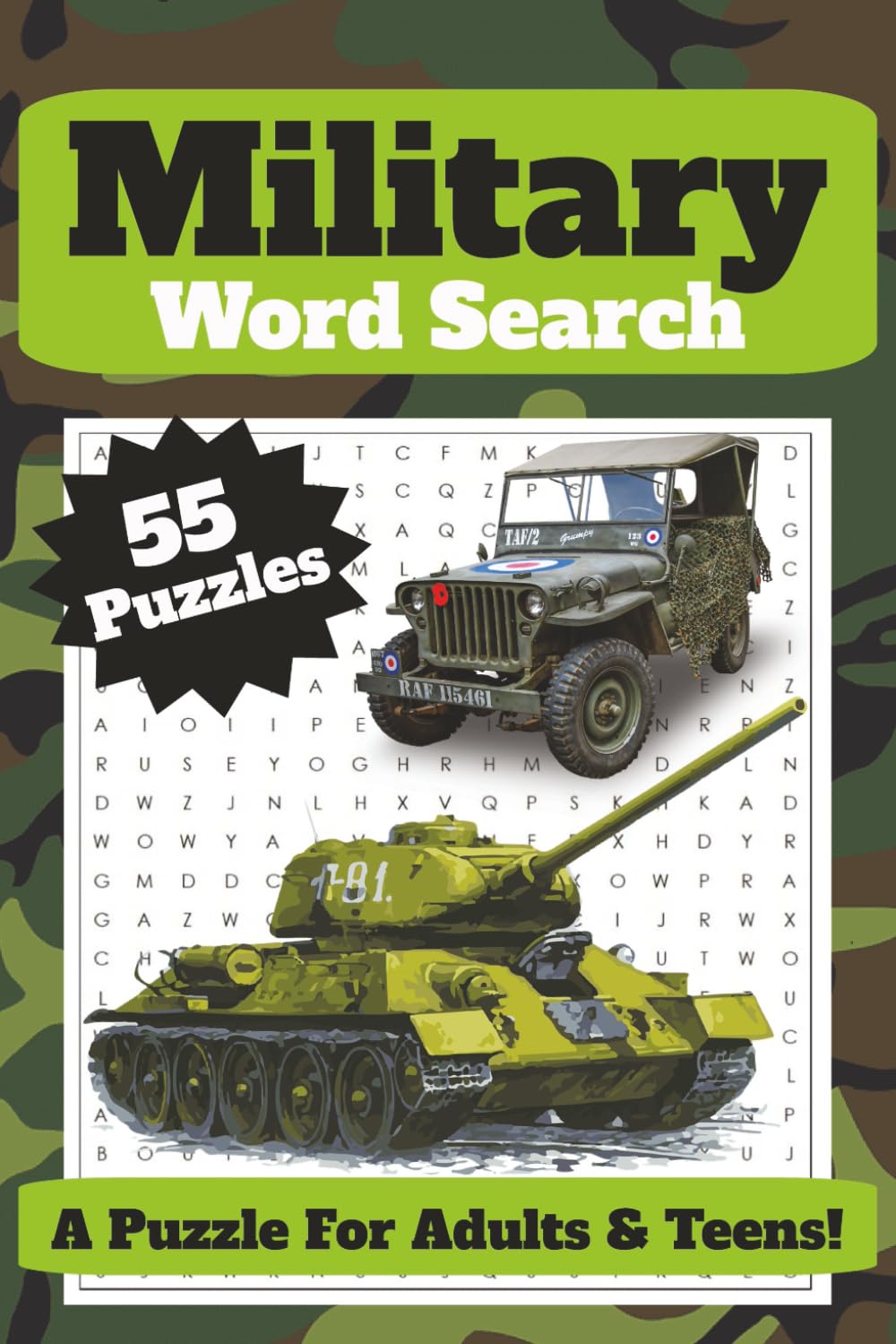 Military Word Search: Army Word Search Book: Challenging and Relaxing Military-Themed Puzzles for Adults, Seniors, and Teens Paperback, 6x9, 110 Pages