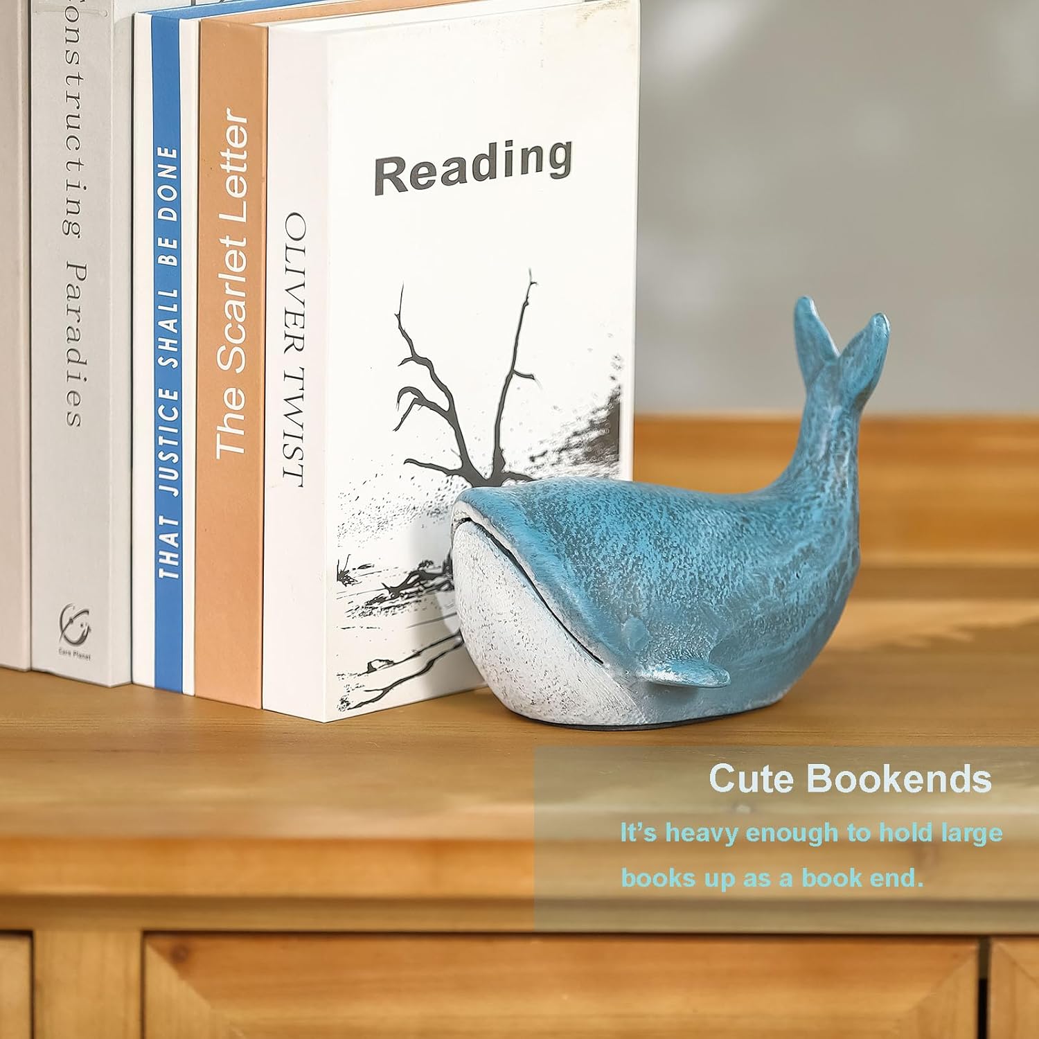 Cast Iron Door Stop, Decorative Door Stoppers, Heavy Duty Metal Door Stopper Cute for Bottom of Door - Whale Bookends - Cute Weighted Door Stop, Whale Decor Nautical Decorations