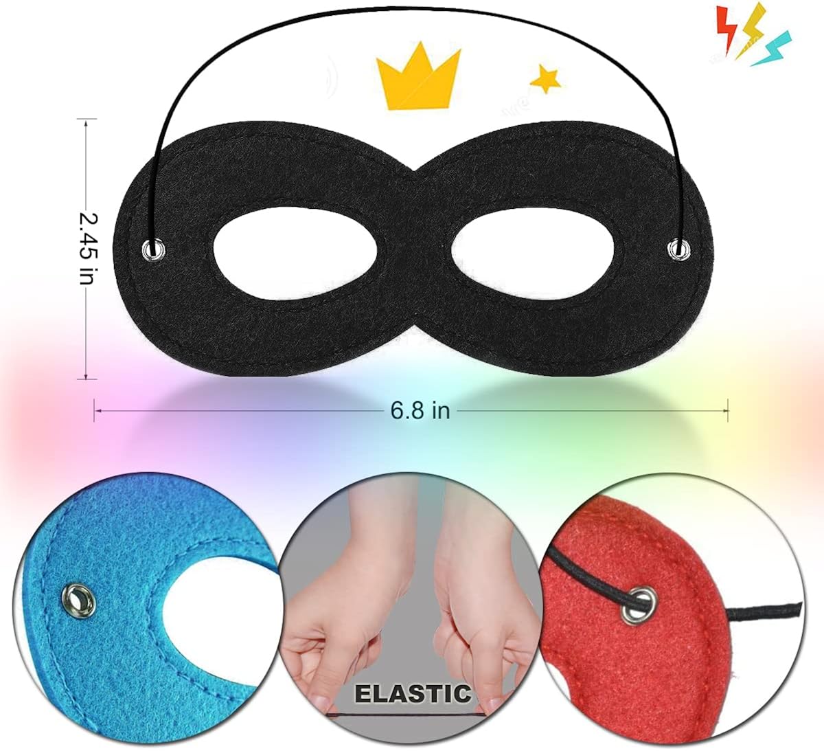 Miniatura 3 de Máscaras de ojos de fieltro de superhéroe, máscara de disfraz de Halloween, media máscara para cosplay, mascarada, Navidad, fiesta de cumpleaños,