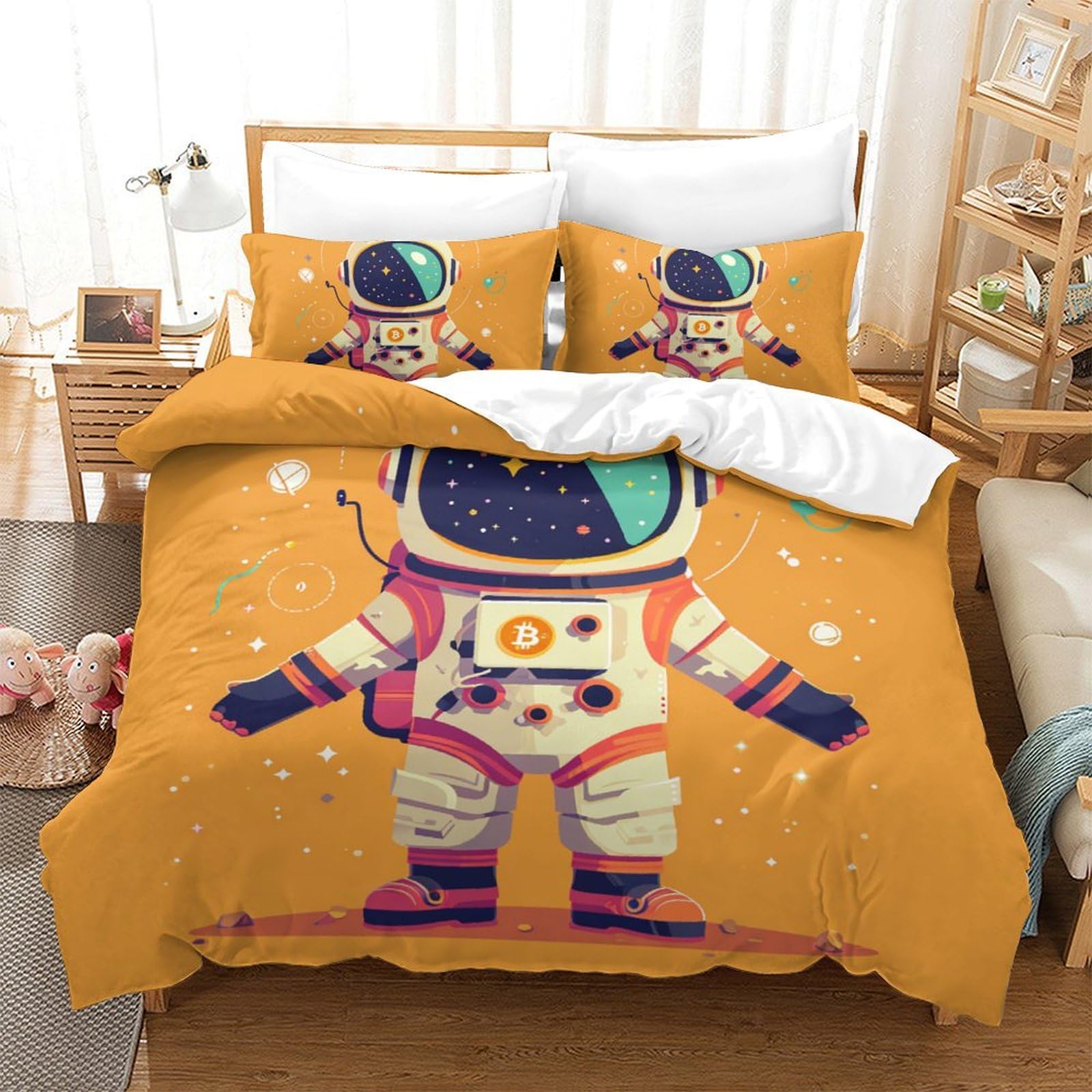Ensemble de literie astronaute 3pcs housse de couette 220x240cm enfants