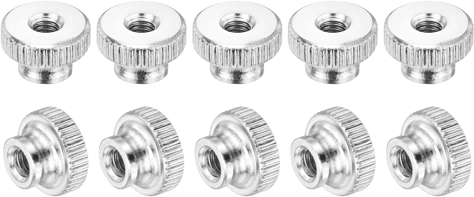 uxcell Knurled Thumb Nuts, 30Pcs M4 x 12 x 8mm Carbon Steel Knurled Nut, Adjusting Round Knobs Fasteners Nuts for 3D Printer Parts, Silver
