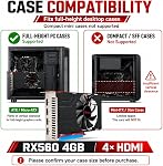 Radeon RX560 4G Carte graphique, avec 4 HDMI 4 Carte de moniteur graphique, Ordinateur PC GPU GDDR5 128 Un peu DirectX 12 PCI Expression X16 3.0, 4 Cartes vidéo port (AMD RX560 4G 4HDMI)