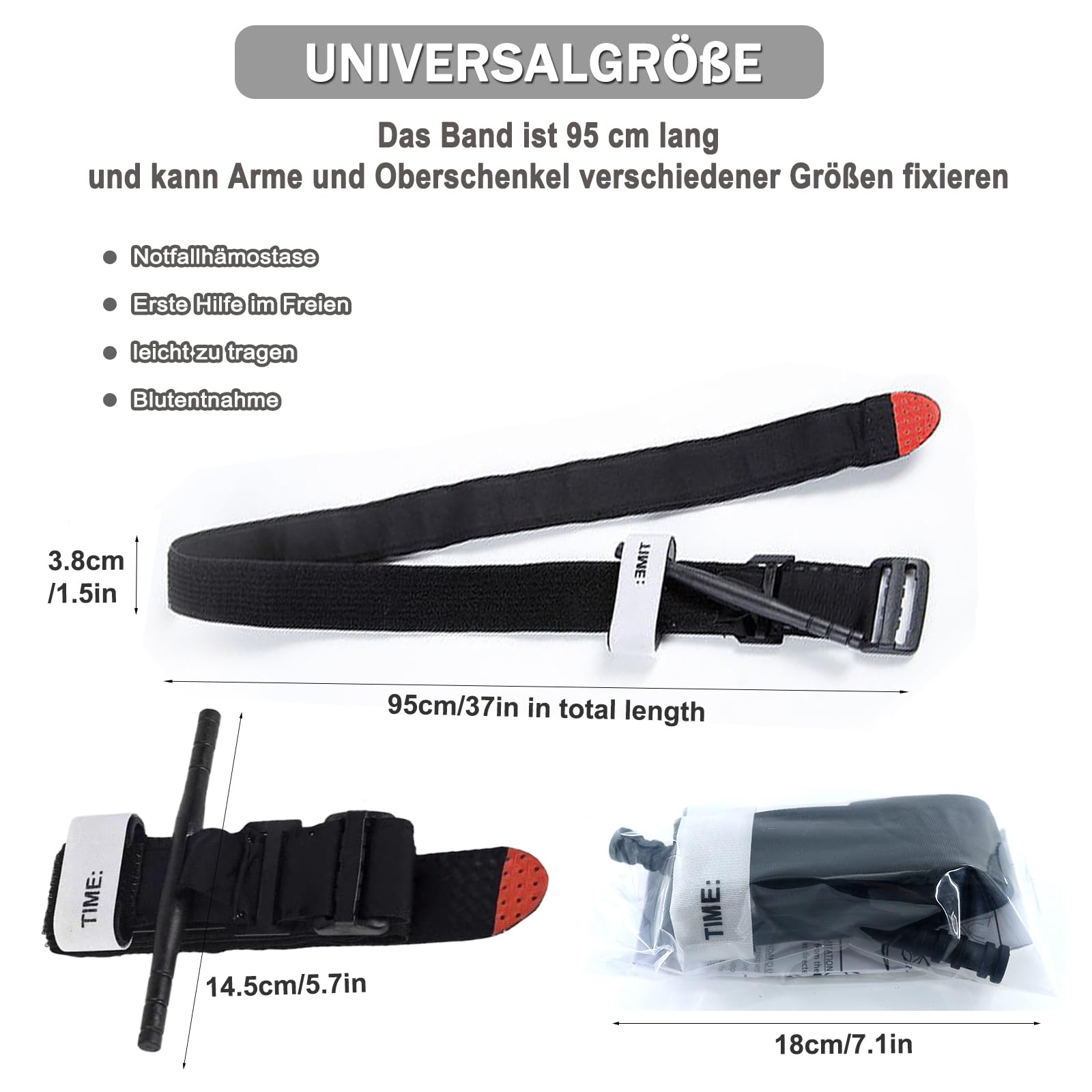 Garrot De Secours WUSJCOF - Pour Randonnée, Chasse, Camping | Contrôle Saignement | Nylon Ajustable 65 Cm