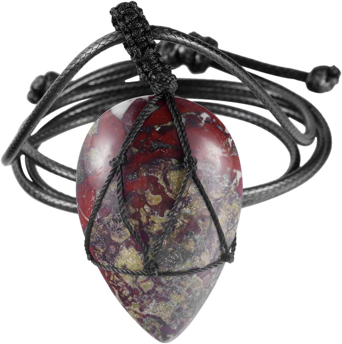 SUNYIKHandmade Bullet Teardrop Crystal Point Pendant Necklace for Women Men