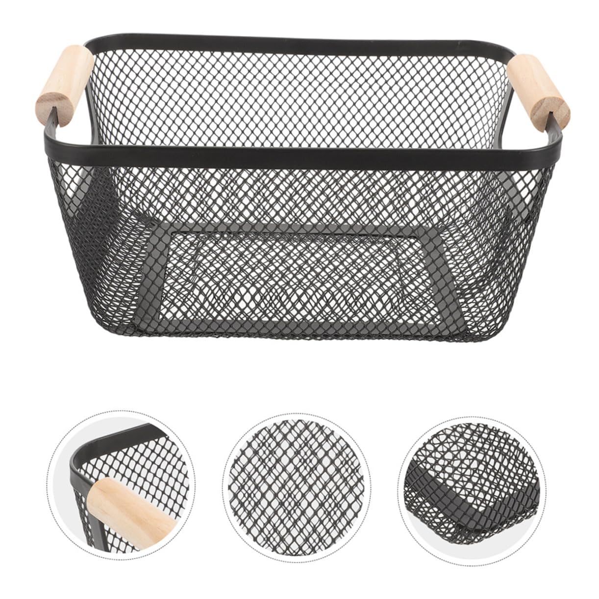Vaguelly 2piezas Cesta De Almacenamiento De Metal Con Mango De Madera Organizador De Cocina Multifunción Para Baño o Lavandería Cesta De Alambre Para Inodoro