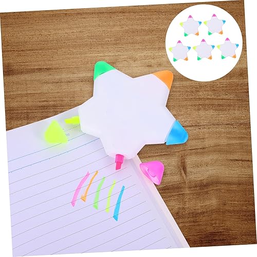 Miniatura 3 de Operitacx Rotuladores 5 unids Multifuncional Premium Forma Profesional Creativo Rotulador Oficina para Forma de Estrella Bolígrafos Prácticos