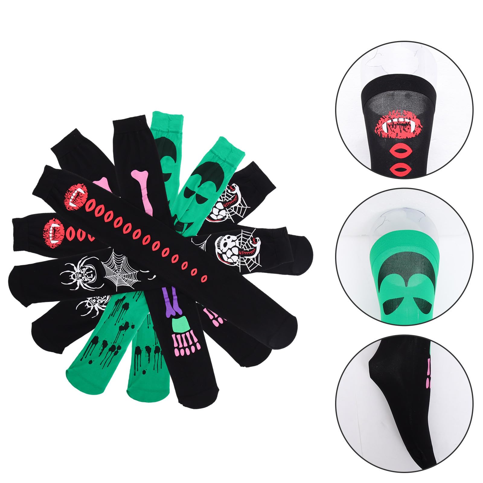 Sewroro 12 Paires Chaussettes Longues Vampire à Motifs Horreur pour Halloween, Bas Respirants en Fibres Acryliques, Confortables et Souples, pour Cosplay et Fêtes