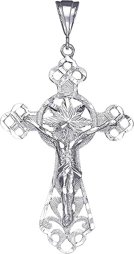 Collar grande de plata de ley con colgante de Jesús con acabado de diamante
