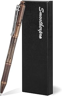 SMOOTHERPRO Bolt Action Pen, Solid Brass Ballpoint Pen Compatible with Pilot G2 Refill, Weighted Heavy Pen for Tremor Parkinson Arthritic Hand, Plated Vintage Retro Black(RG335)
