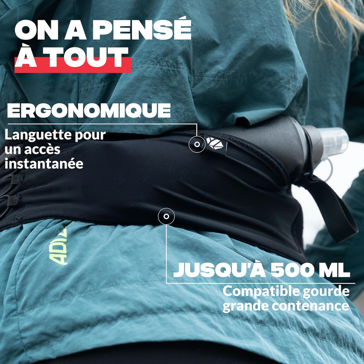 Shapeheart Ceinture de Sport Running avec Grande Poche Téléphone | Serrage anti-remontée | Rangement Intelligent | Ajustable Sur-Mesure | Unisexe | Tissu Stretch Respirant | Confortable