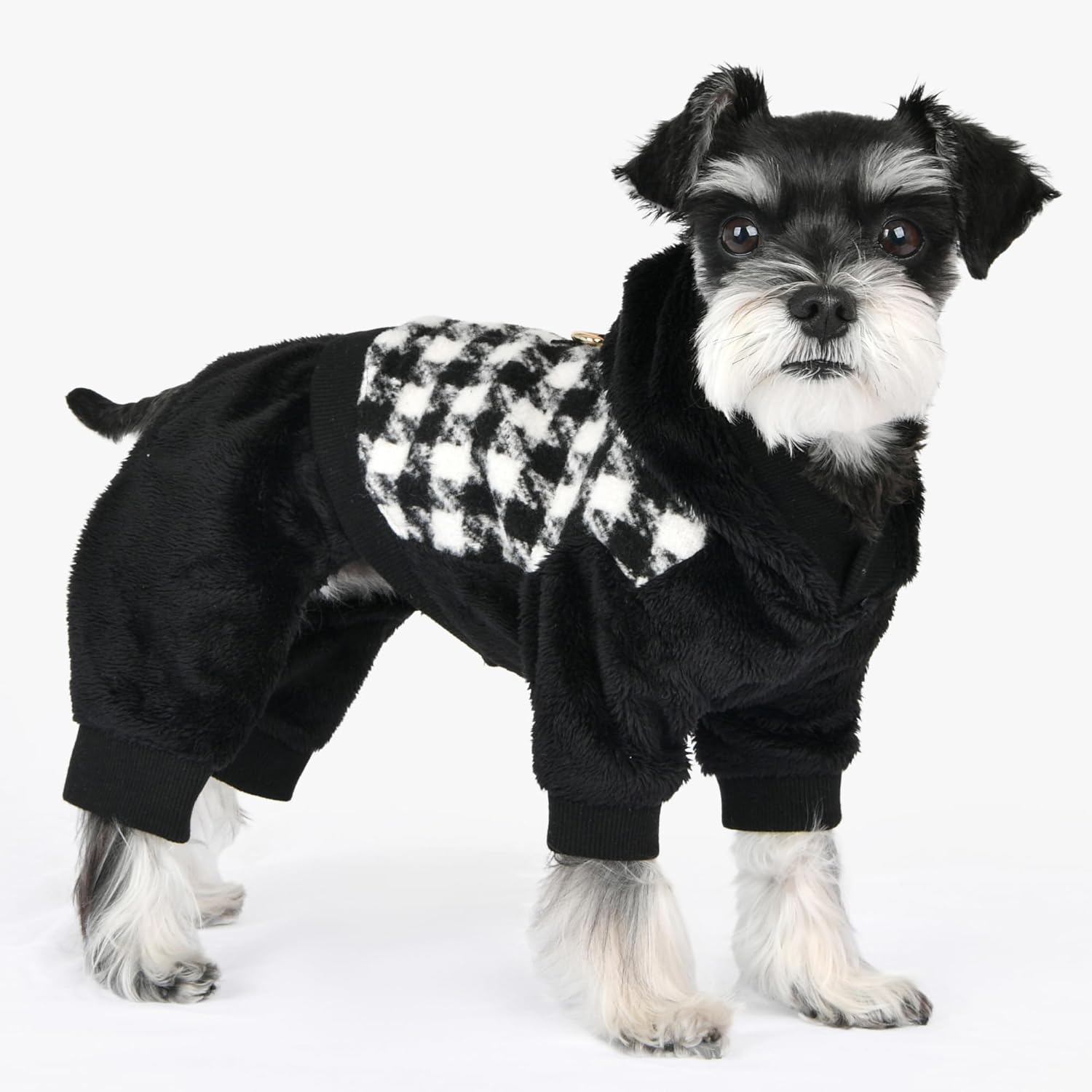 Puppia Cagnie Winter Jumpsuit Warm Cozy Fashionable for Small Dogs, Black, Small