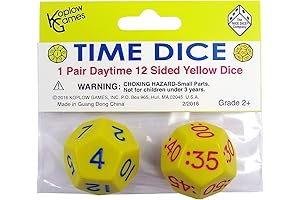 Koplow Games Time Dice Pair of Yellow AM, 2/set - Yellow AM, Set of 2