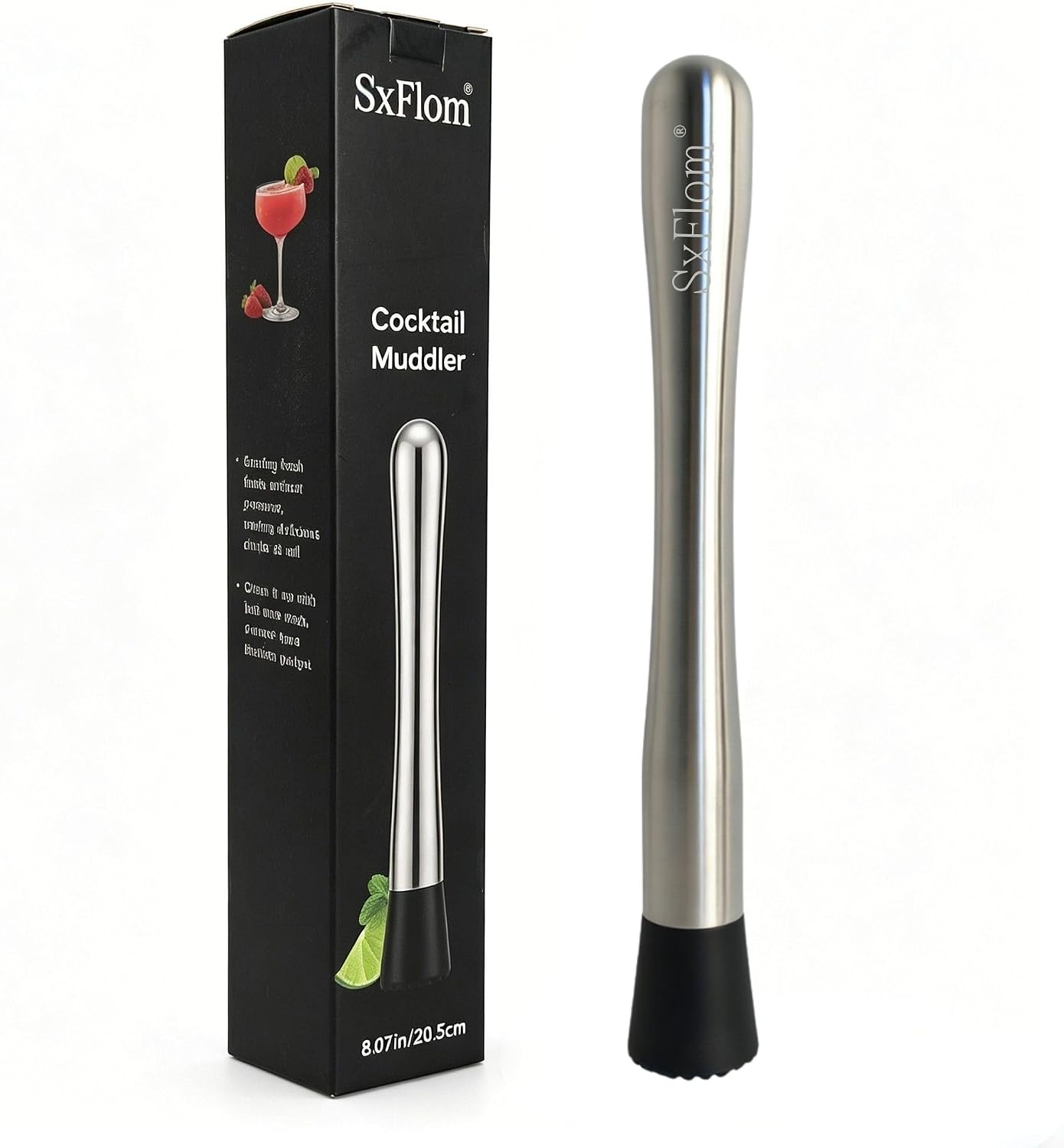 SXFOM 8in muddler for cocktails,304stainless steel,fruit smasher for drinks