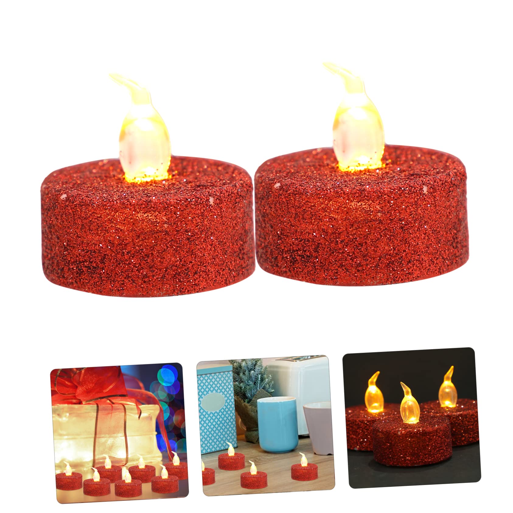 VICASKY 60 Pezzi Candele LED Fiamma con Glitter Decorative per Tè Batteria Eleganti Lampade da Notte per Romantiche e