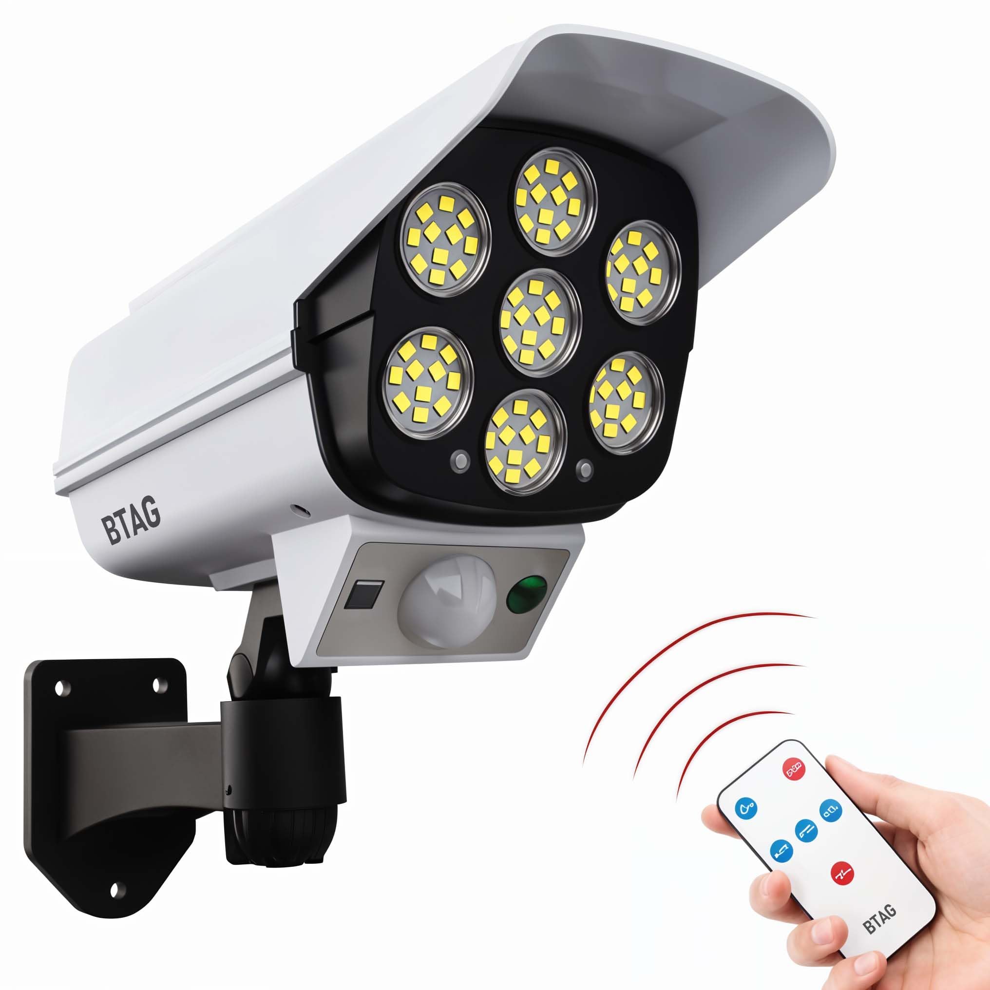 Btag Motion Sensor Led Sun-Powered Light - Security Camera Shaped for Outdoor use, Home, Garden with Remote Control. Pack of 1-image-32