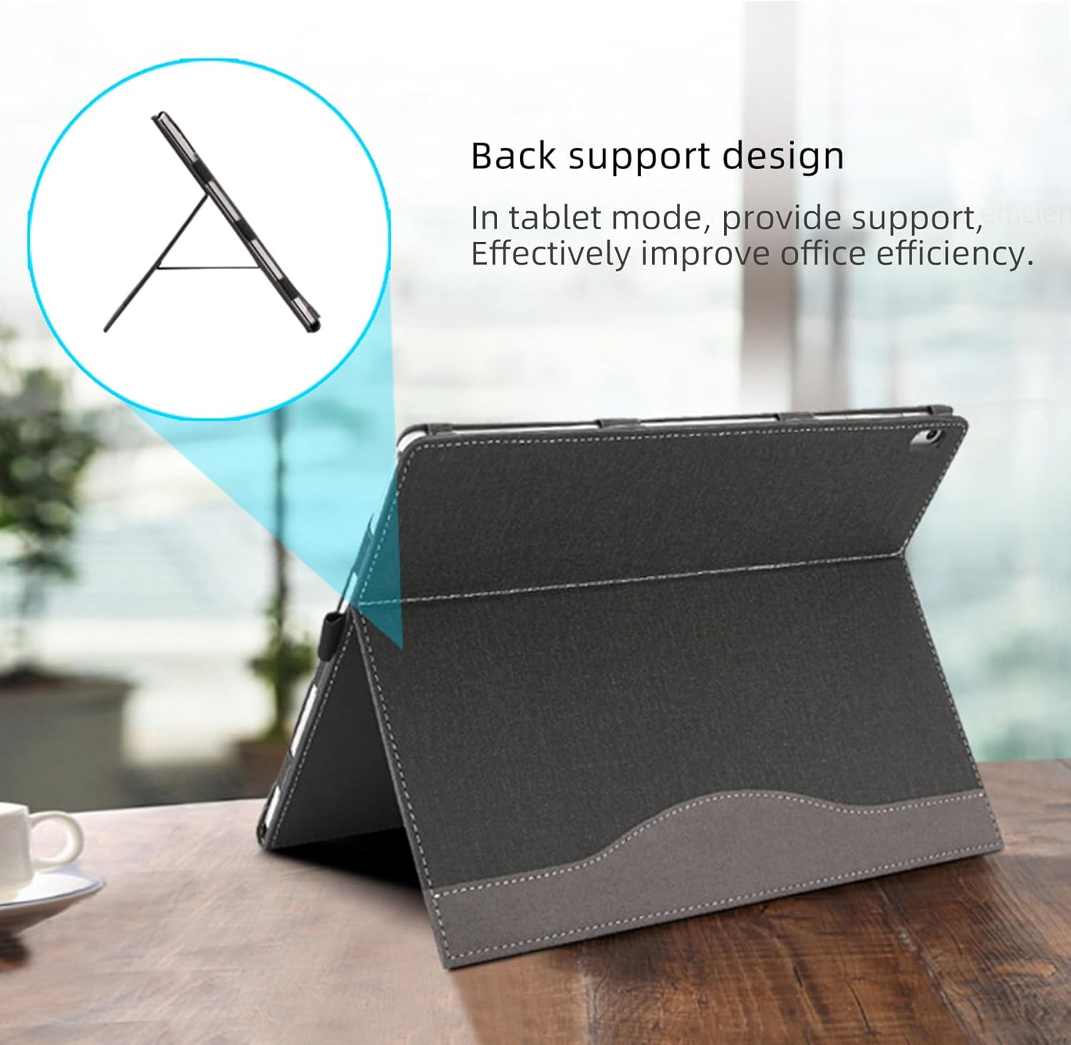 Suitable for Microsoft Surface Book 3/2 15-inch Protective case, Single Screen Protective Leather case, PU Shell Screen Part Protective Cover with Bracket and Non-Slip Shell (Dark Gray, 15)