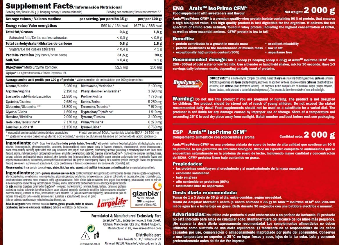 AMIX Isoprime CFM Isolate - 2 Kg Doble Chocolate blanco