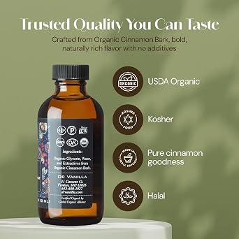 Organic Cinnamon Extract Flavor, 4 fl oz - Sugar-Free, Keto, Vegan, Paleo, Halal