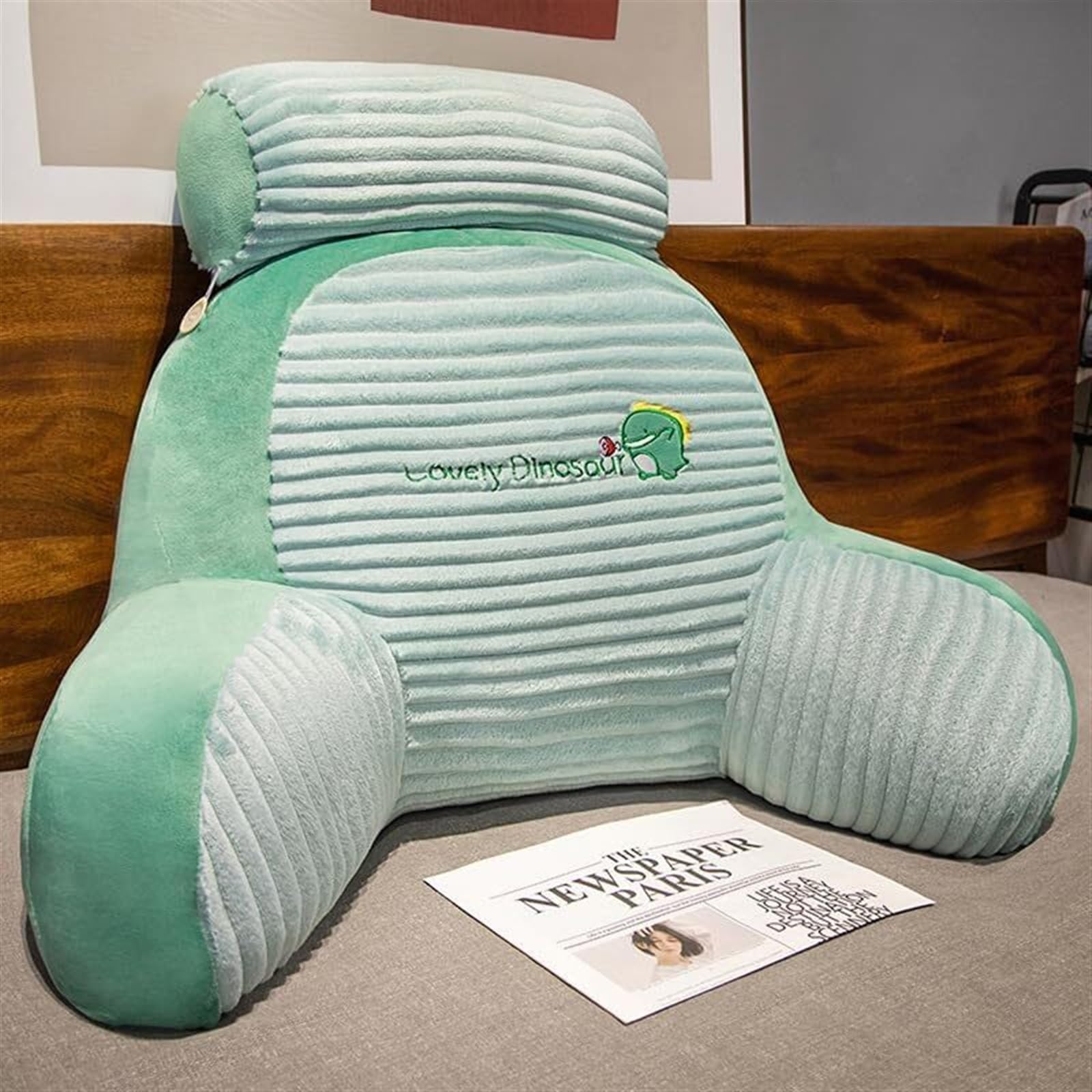 Coussin lombaire en soie glacée vert 50x70cm pour soutien du dos au lit