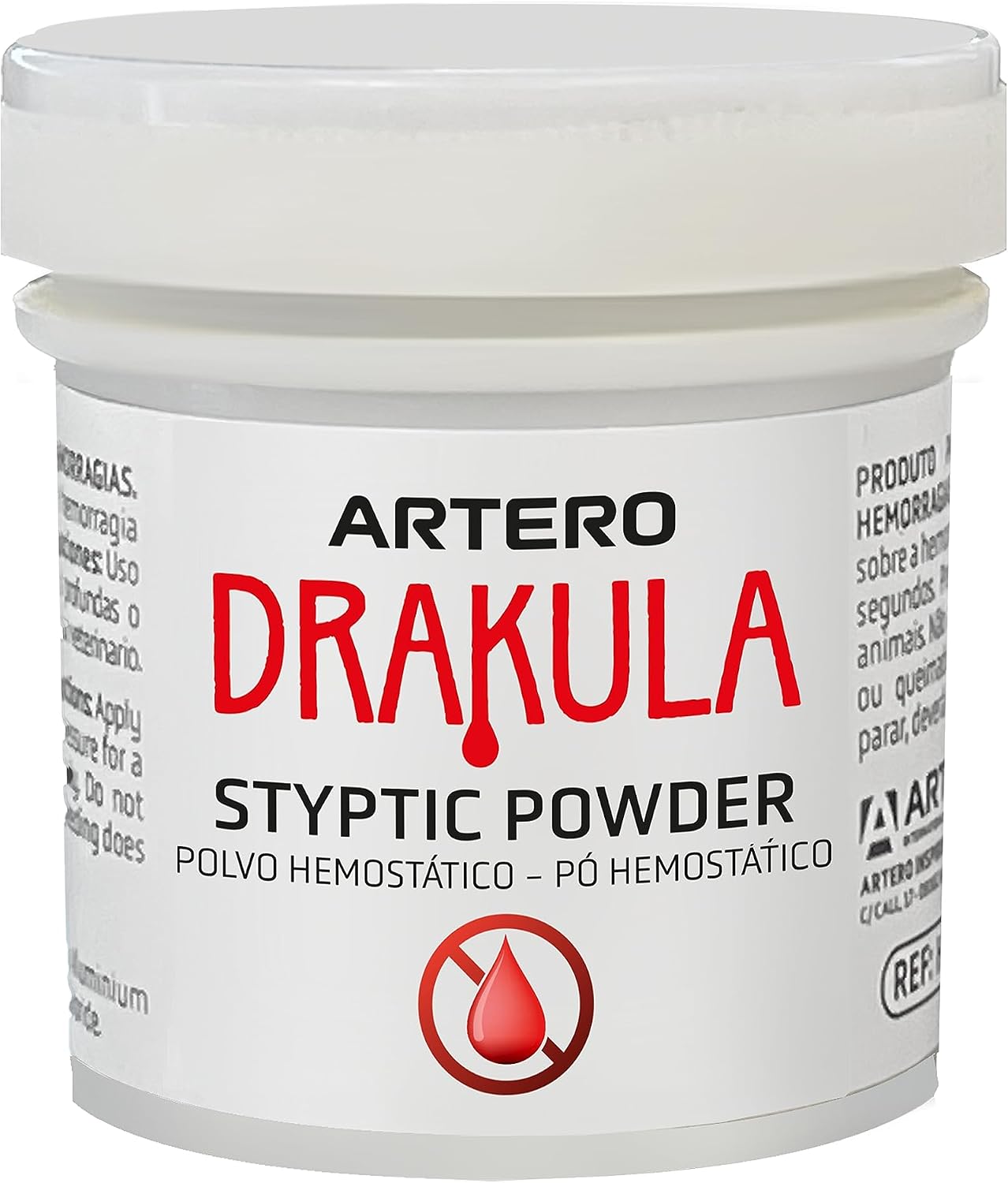 ARTERO Drakula Polvere Emostatica per Eliminare il Sanguinamento nel Taglio delle Unghie del Cane – Sistema Innovativo ed Efficace – Confezione con Tappo a Vite