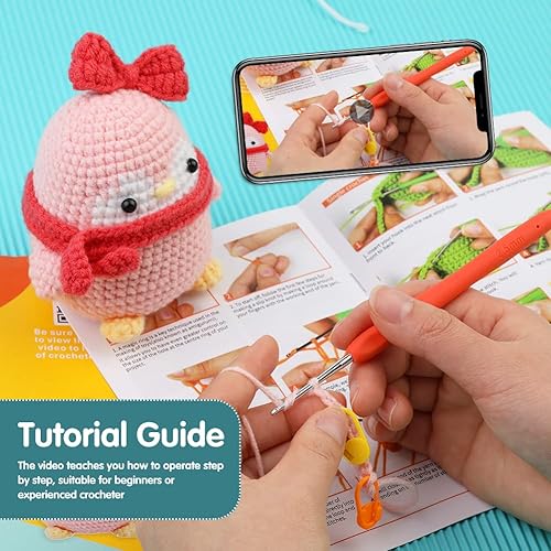 Miniatura 4 de Huaiid Kits completos de ganchillo para principiantes, kits completos de ganchillo para adultos, kits de ganchillo de animales con accesorios de