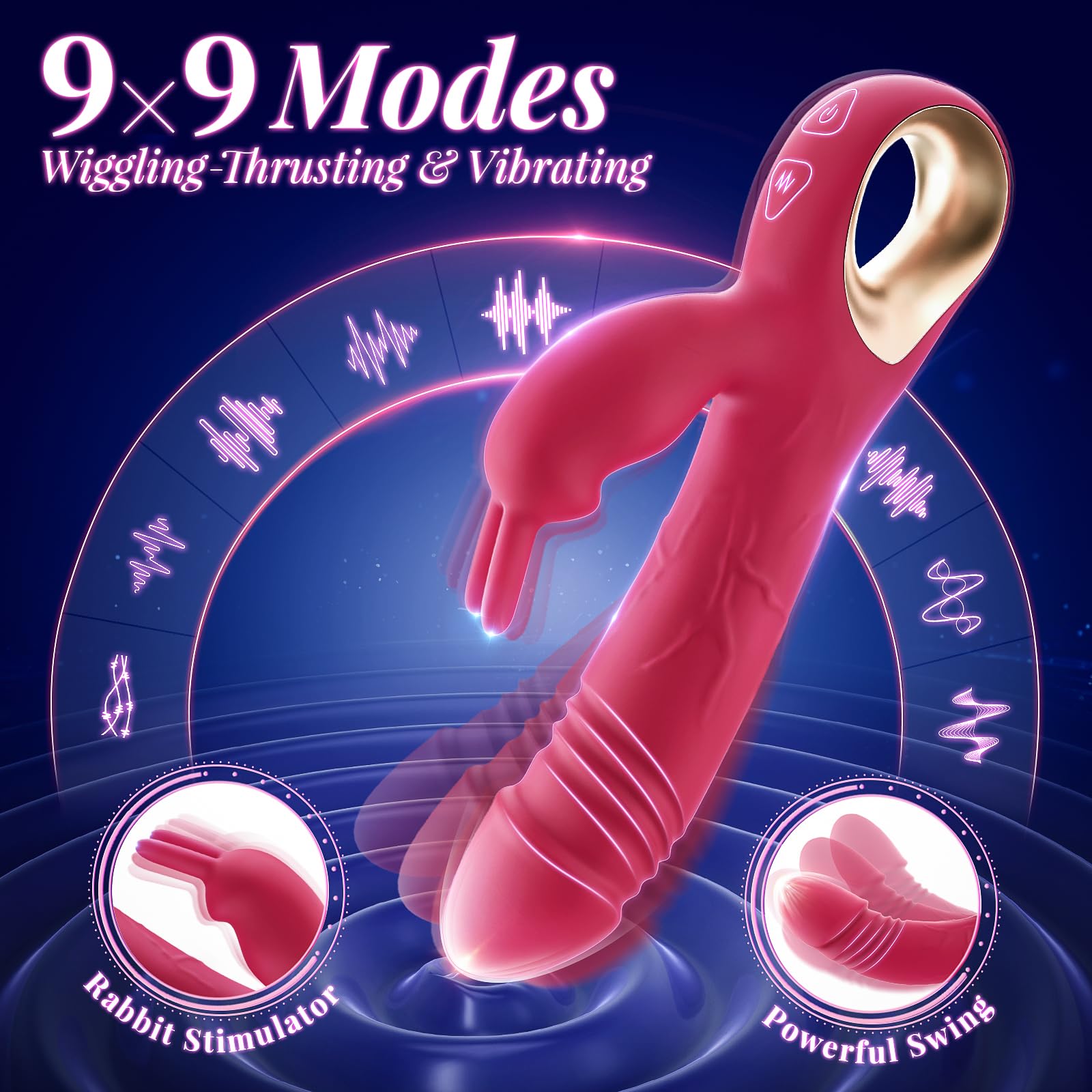 Vibratore a coniglio per donna, 9 x 9 modalità oscillante vibrante vibratore per donne giocattoli sessuali femminili per donne giocattoli stimolanti clitorise vibratori bacchetta vibratori giocattoli