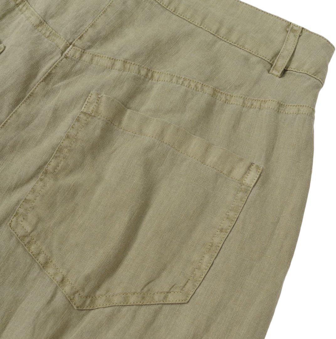 Amazhiyu Women's 100% Linen Plant-Dyed Summer Mid-Rise Wide Leg Pants with Pockets - Image 5