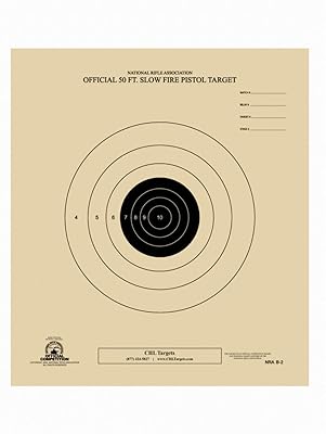 50 Feet Slow Fire Pistol Target Official NRA Target B-2 (Black, 100)