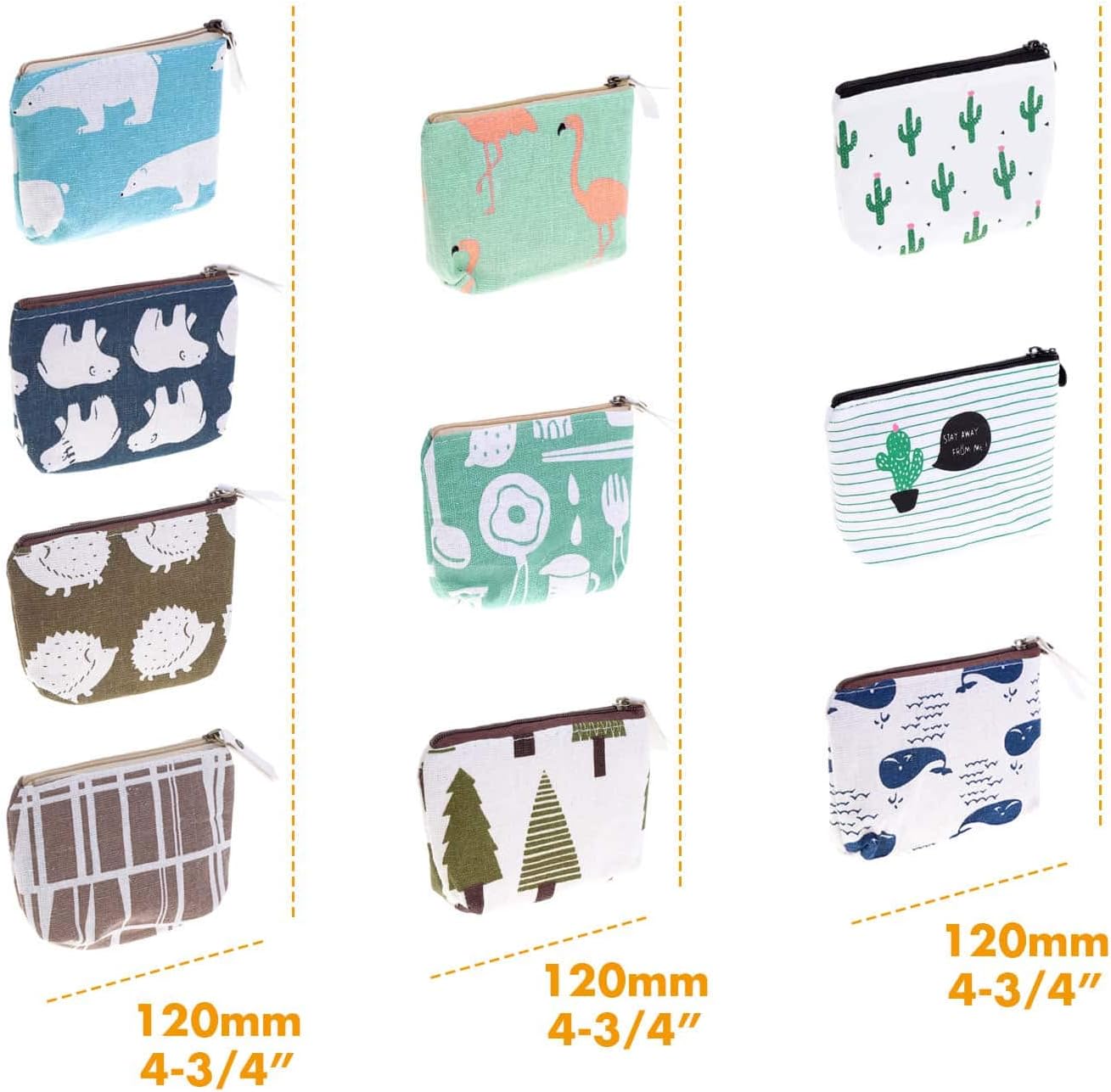 selizo Small Coin Purse, 10 Pcs Small Canvas Purse Zipper Change Purse Small Zipper Pouch - Image 3
