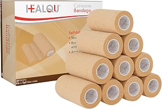 HEALQU Self Adhesive Bandage Wrap – 4" x 5 Yard, 12 Rolls Cohesive Tape for Athletic & Sports - Self Adherent Medical Tape, Flexible, Waterproof Elastic Bandages for Wrist & Ankle Vet Wrap for Dogs