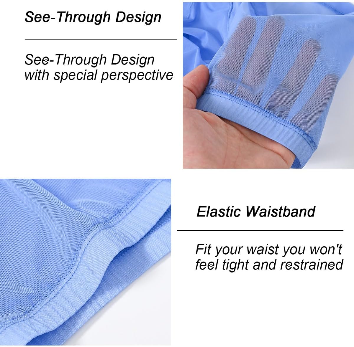 Men's See Through Underwear Ultra Sheer Boxer Briefs Bulge Enhancing Ball Pouch Trunk Underwear