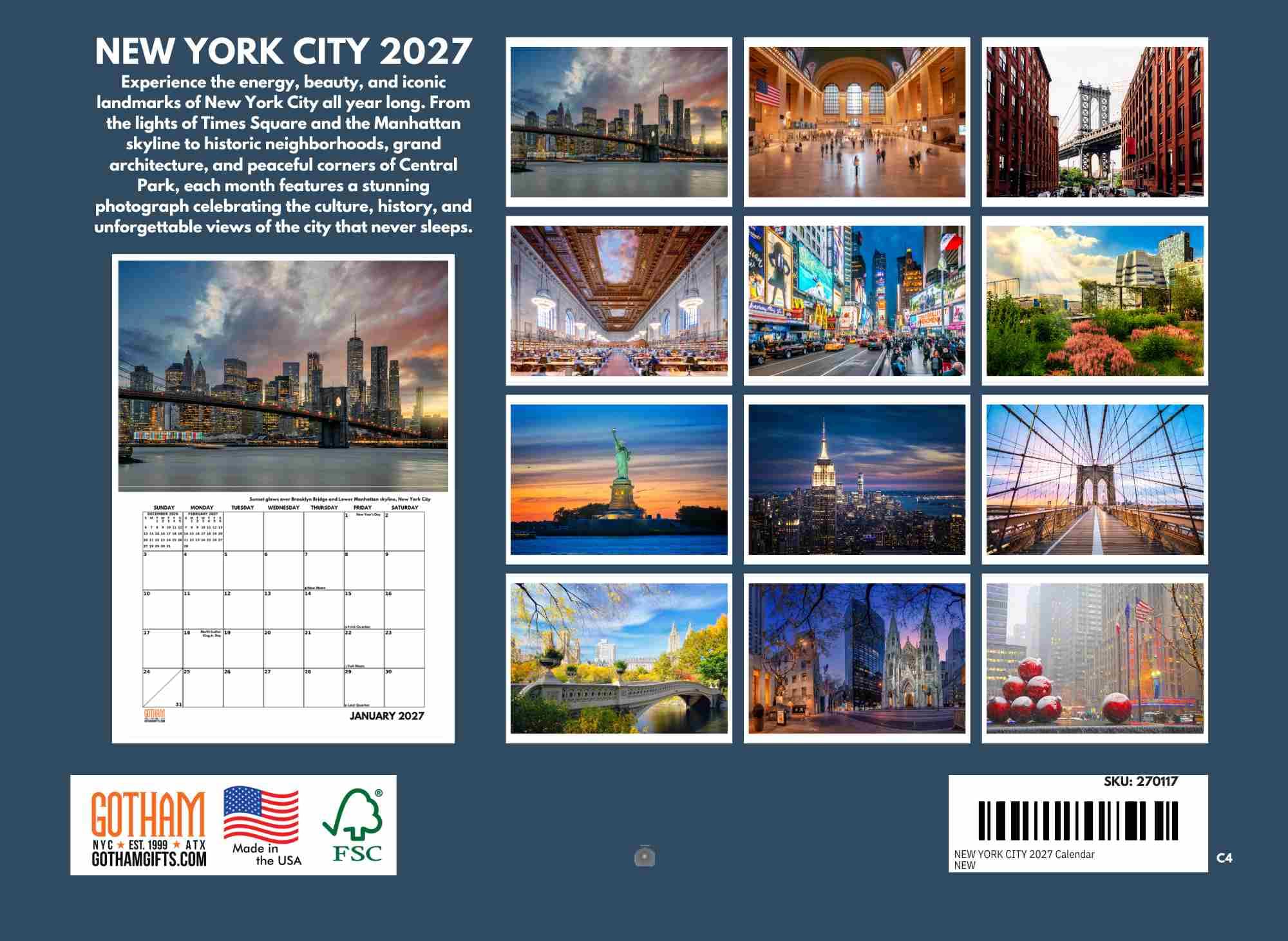 Amazon.com : New York City Calendar 2027 NYC Monthly Wall Calender