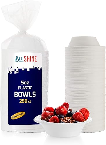 Paquete de 250 platos desechables de plástico de 5 onzas, fuertes y resistentes, resistentes al calor y a prueba de remojo, no se derrite ni se