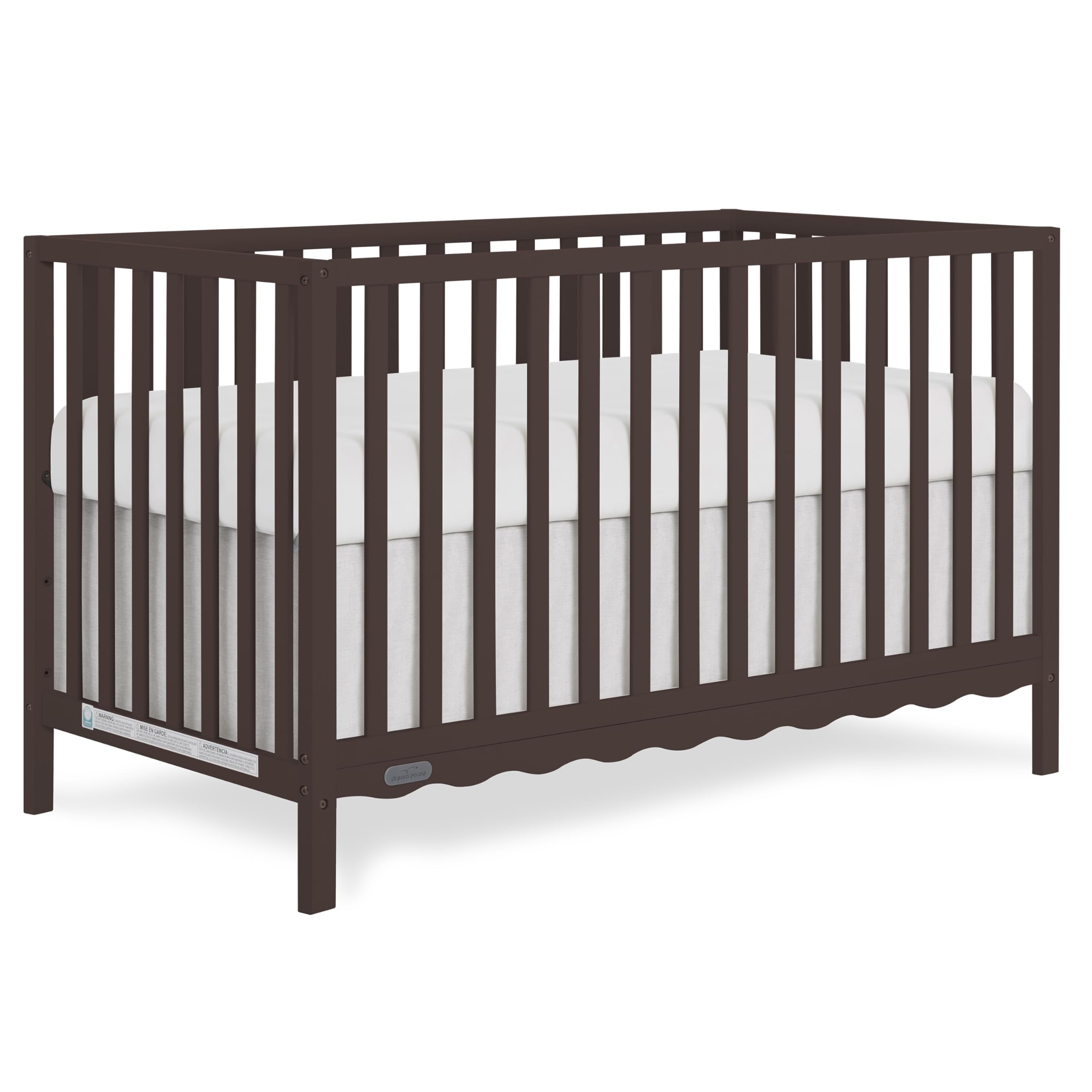 Dream On Me Synergy Wave 5-in-1 Convertible Full Size Baby Crib, Chocolate