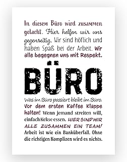 TypeStoff Kunstdruck, Poster mit Spruch - Büro - Typografie-Bild auf hochwertigem Karton - Plakat, Druck, Print, Wandbild zum Thema Arbeitsplatz und Arbeitskollegen - KD-01441-M